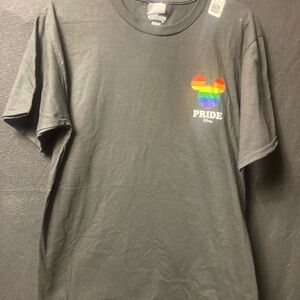 Disney Black Tee with Rainbow Mickey Design